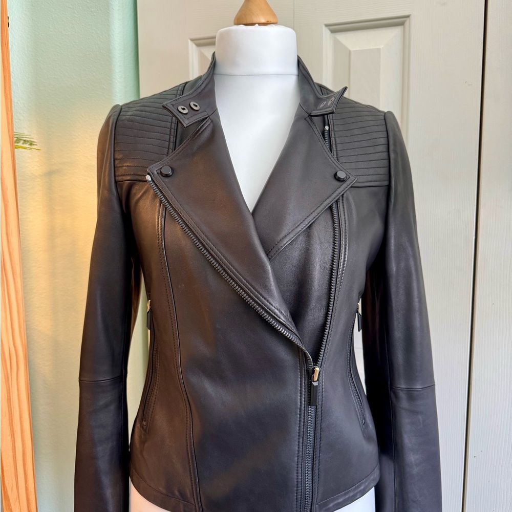 Bagatelle Black Asymmetric Leather Moto Jacket - Picture 2 of 6